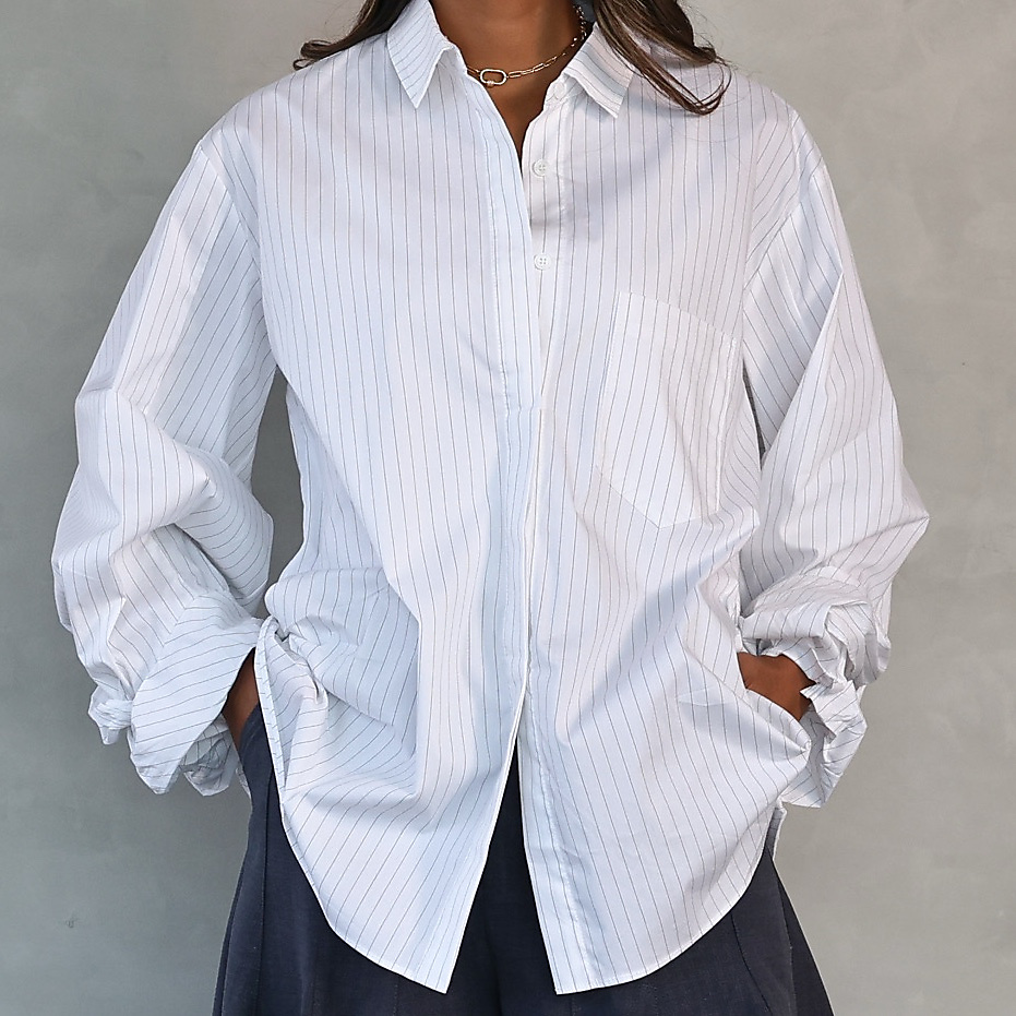 Oversized Pinstripe Shirt White
