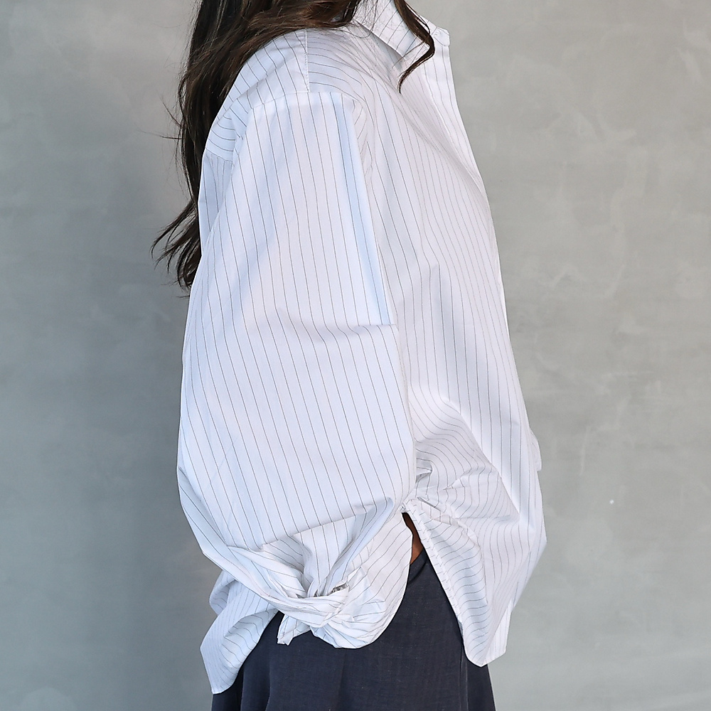 Oversized Pinstripe Shirt White