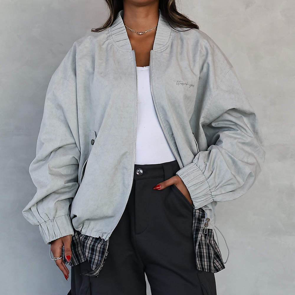 Oversized Bomber Jacket light Grey