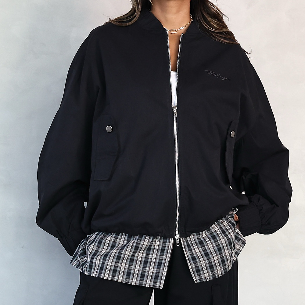 Oversized Bomber Jacket  Black
