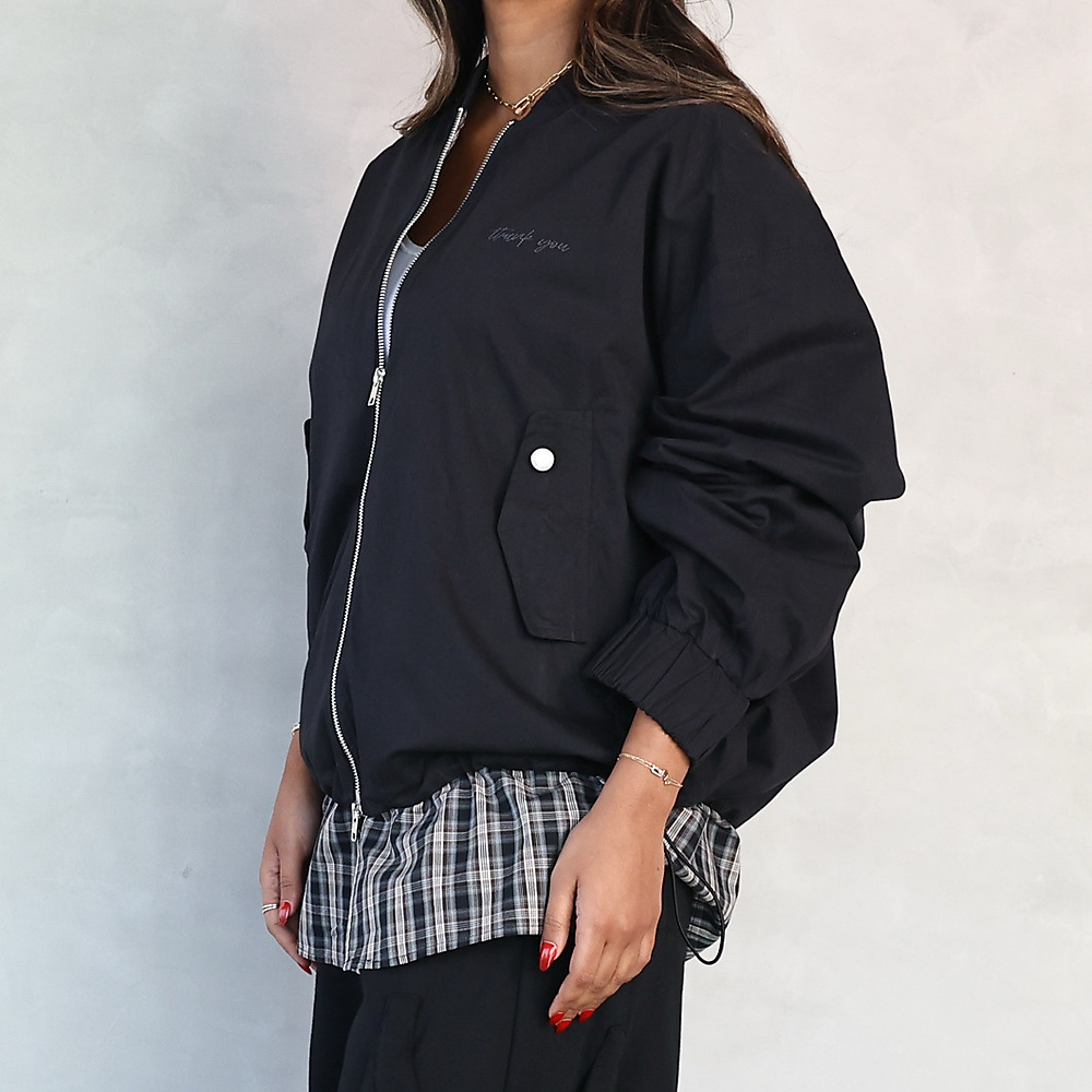 Oversized Bomber Jacket  Black