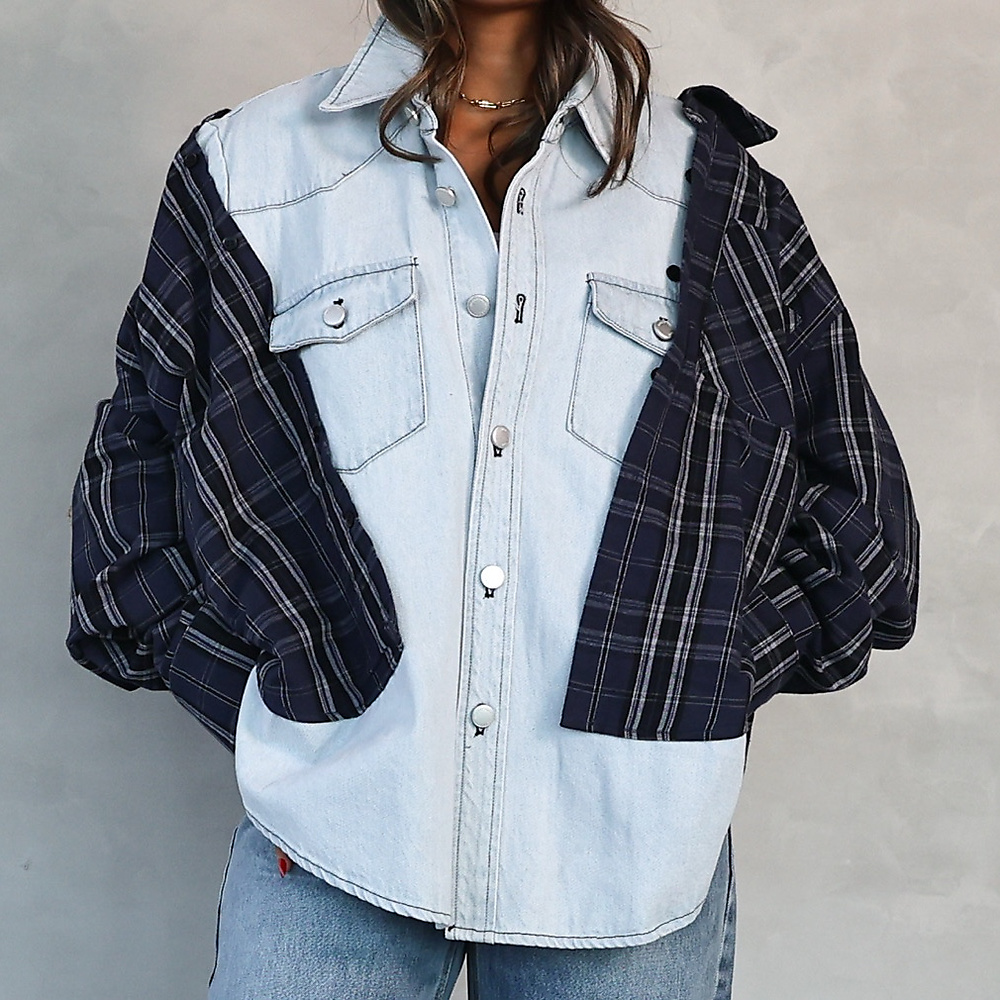 Denim & Plaid Shirt Jacket