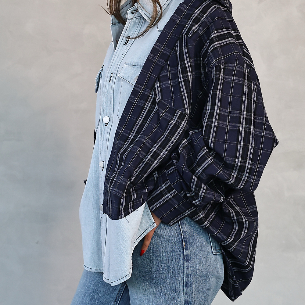 Denim & Plaid Shirt Jacket