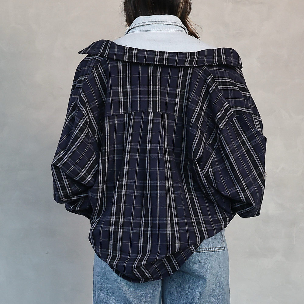 Denim & Plaid Shirt Jacket