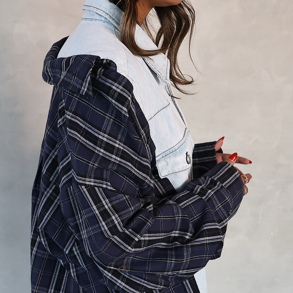 Denim & Plaid Shirt Jacket