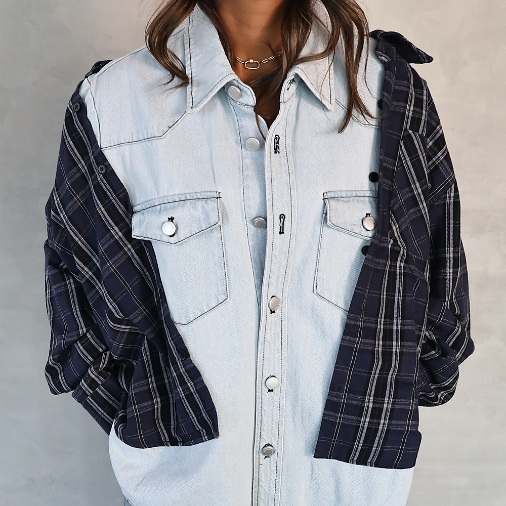 Denim & Plaid Shirt Jacket