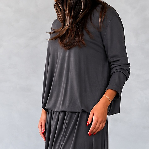 Light Wool Top & Maxi Skirt Set Grey
