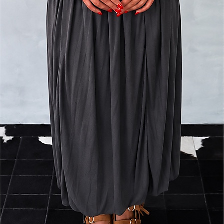 Light Wool Top & Maxi Skirt Set Grey