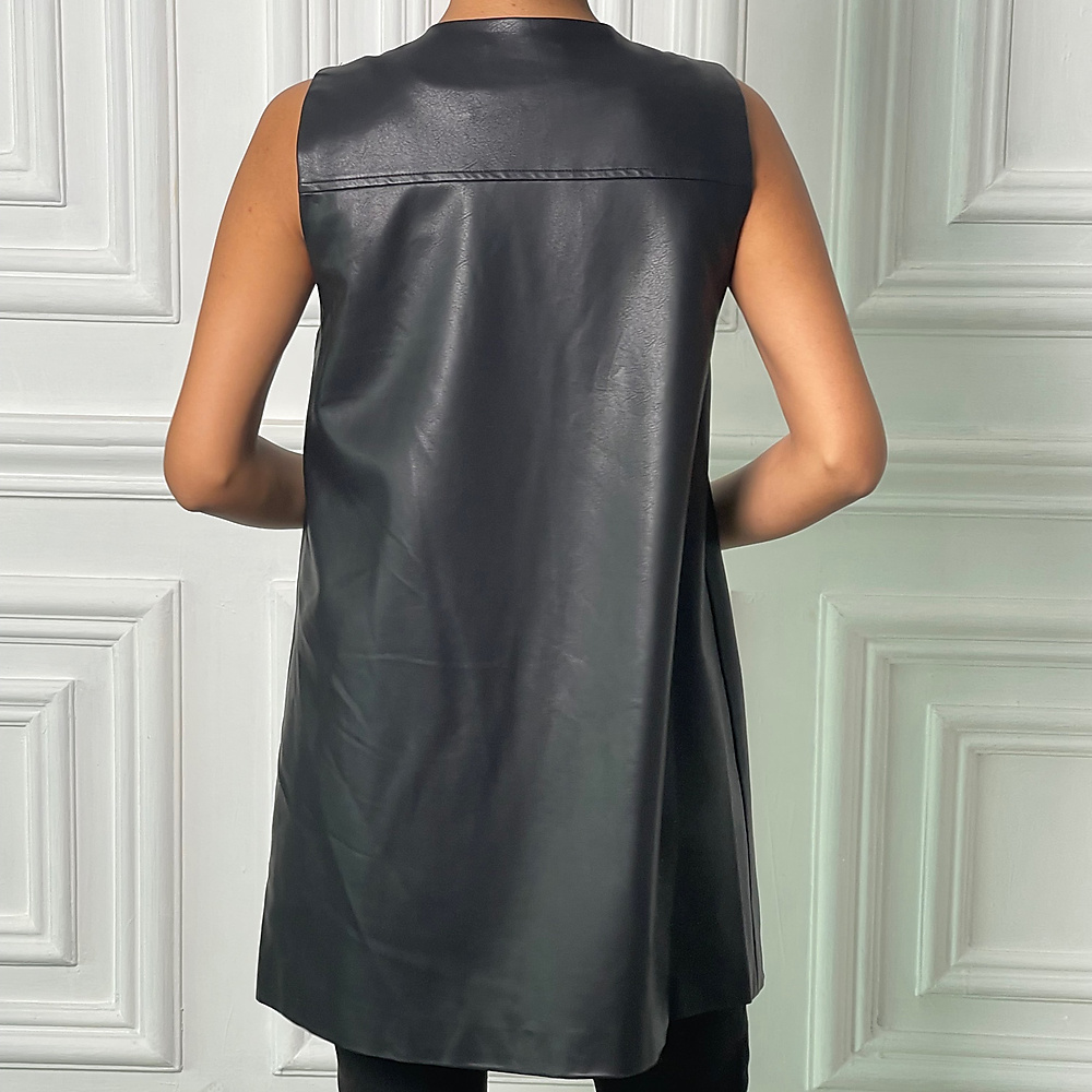 Cargo leather Black vest