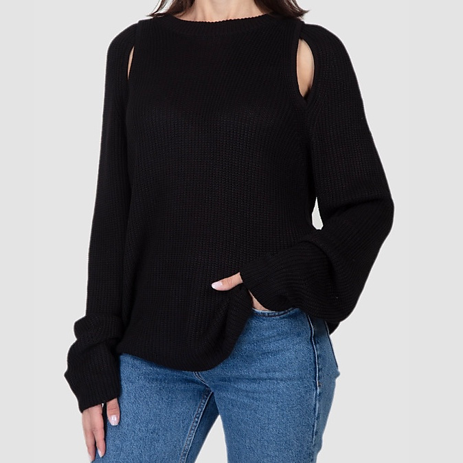 Ripped Knit Top Black