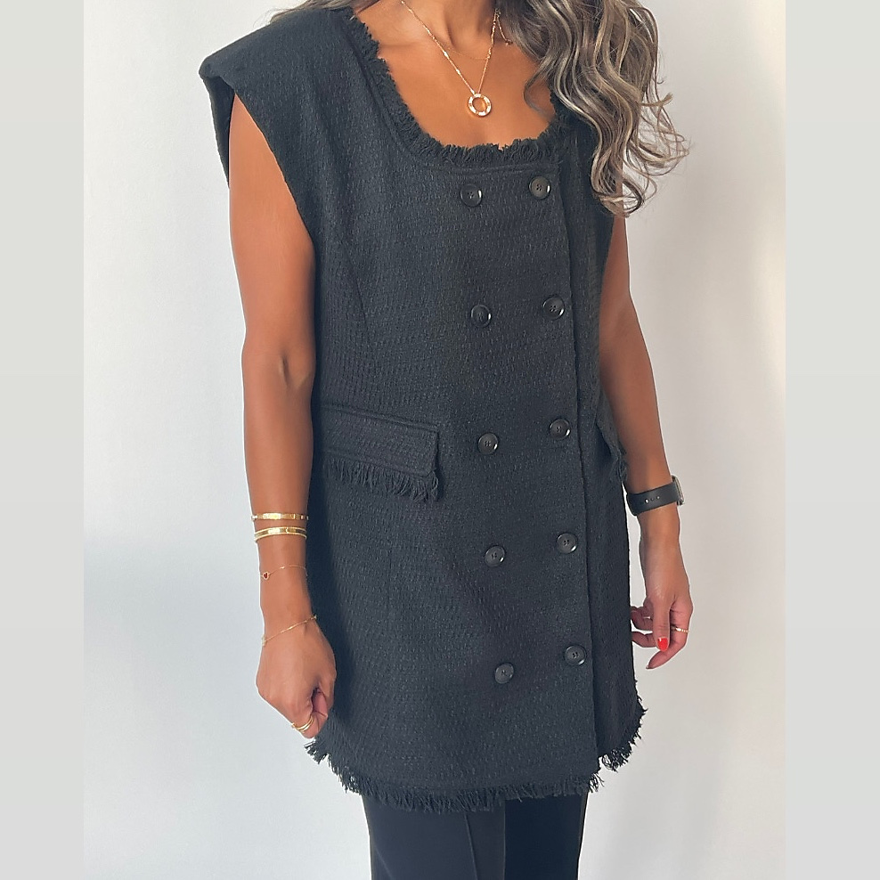 Tweed padded Black vest
