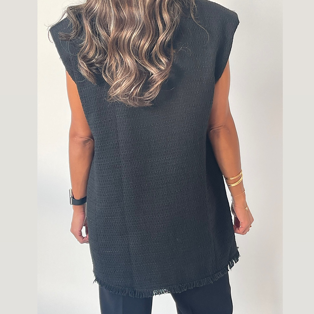 Tweed padded Black vest