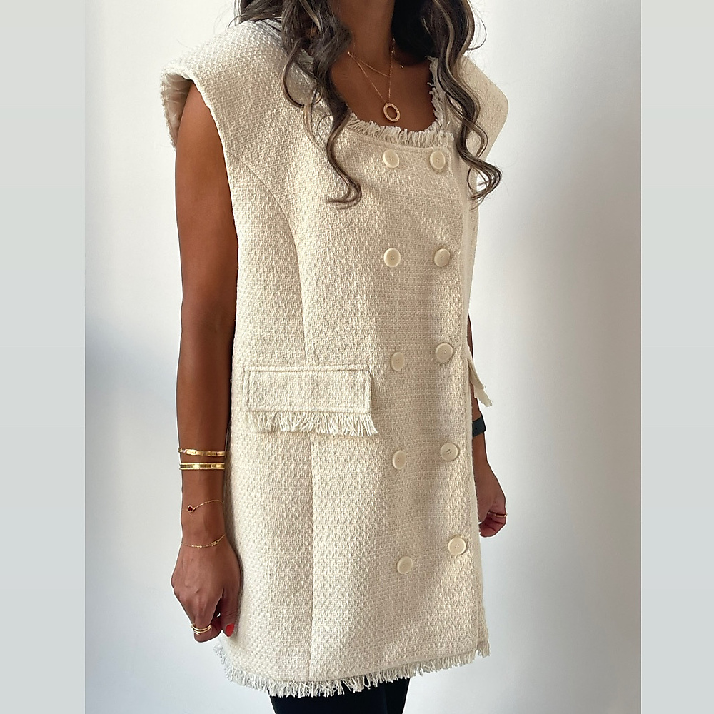 Tweed padded Beige Vest