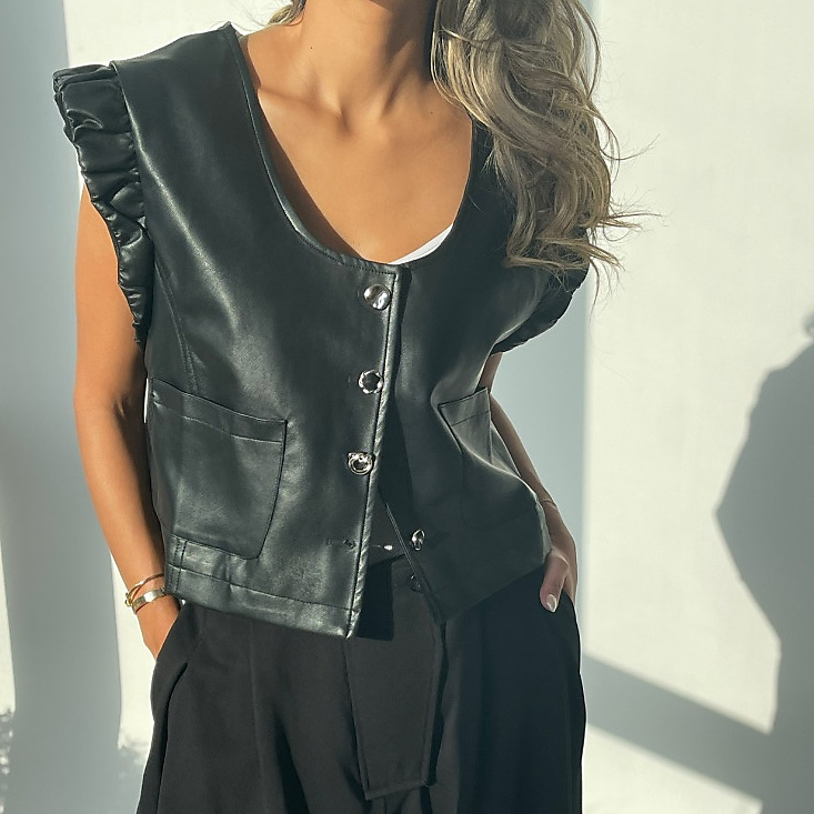 Raffles vest leather