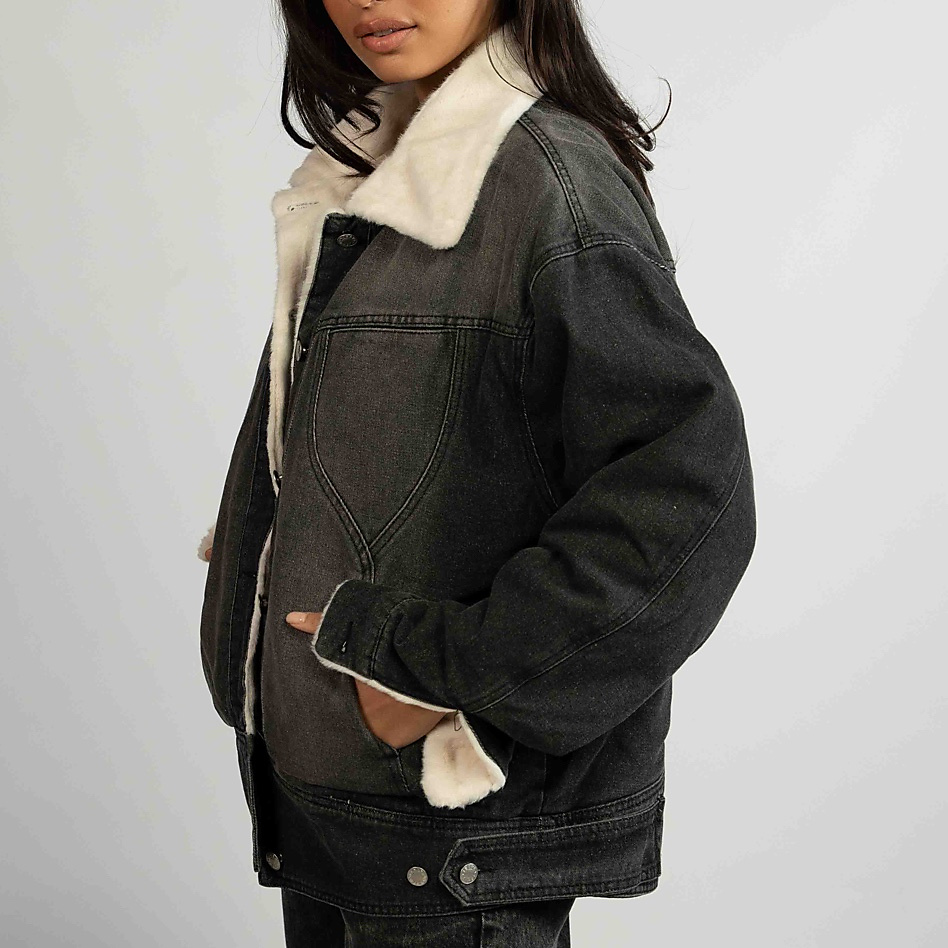 Denim Fur jacket black