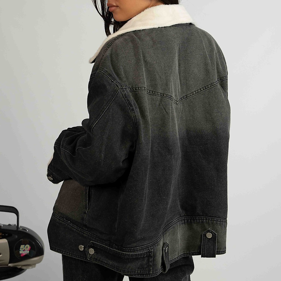 Denim Fur jacket black