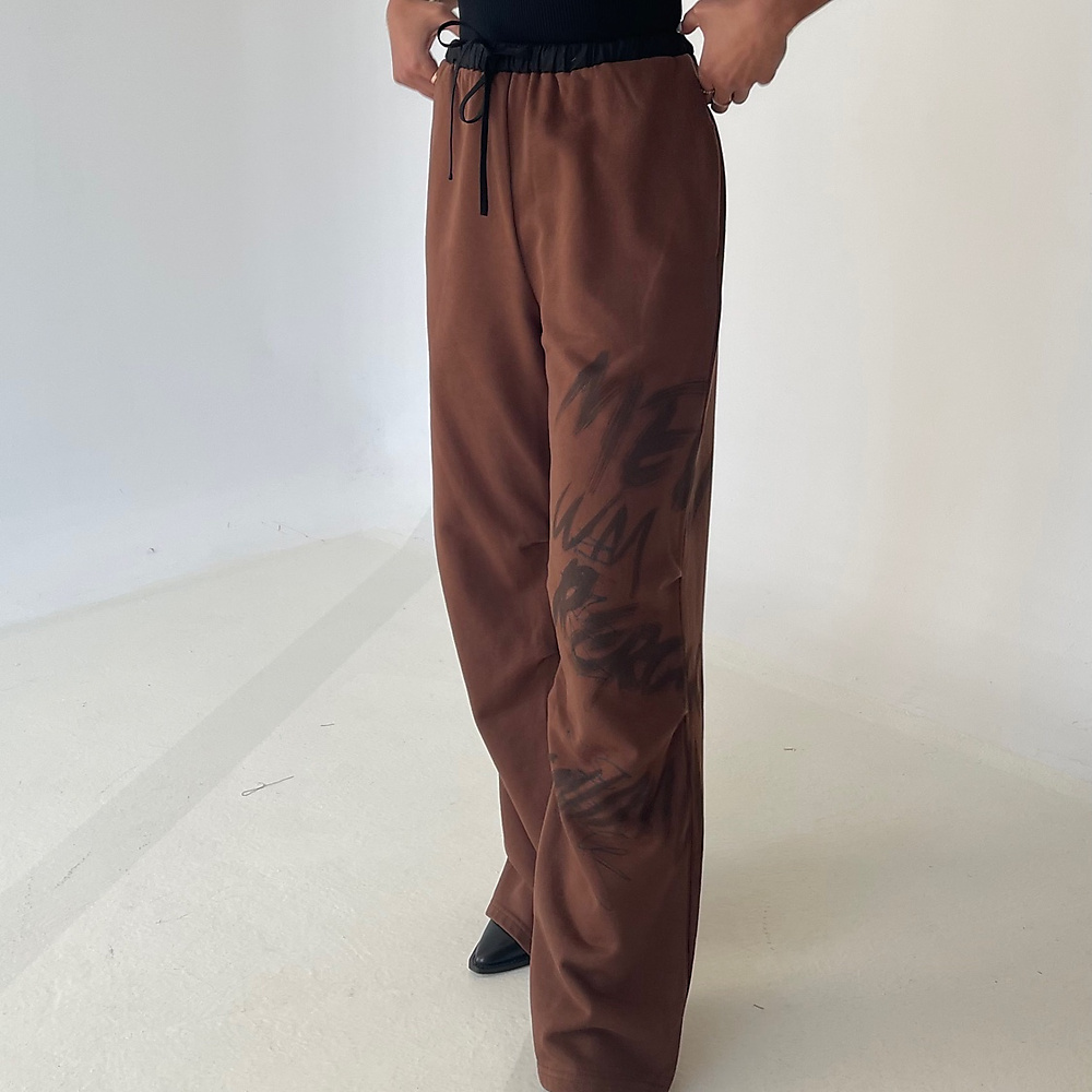 Printed Cotton pants Brown