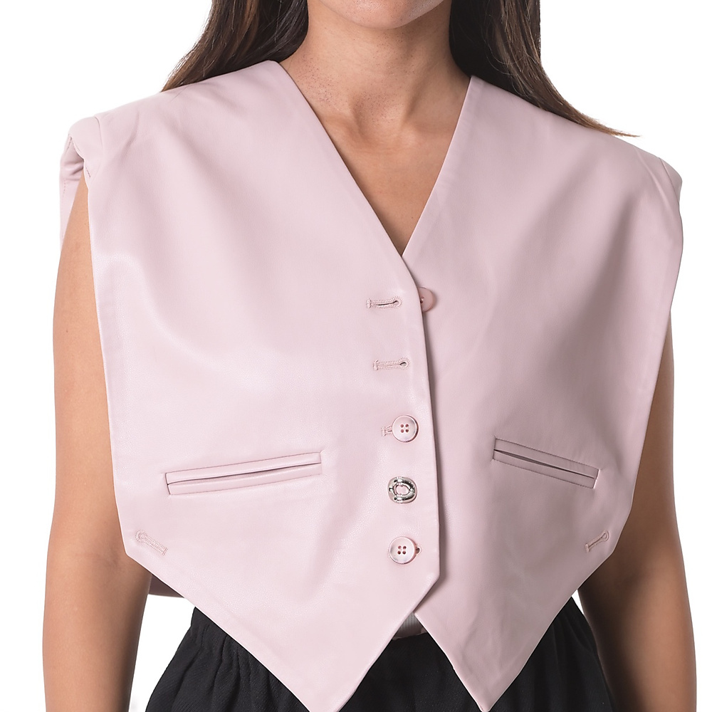 Cropped leather Vest pink