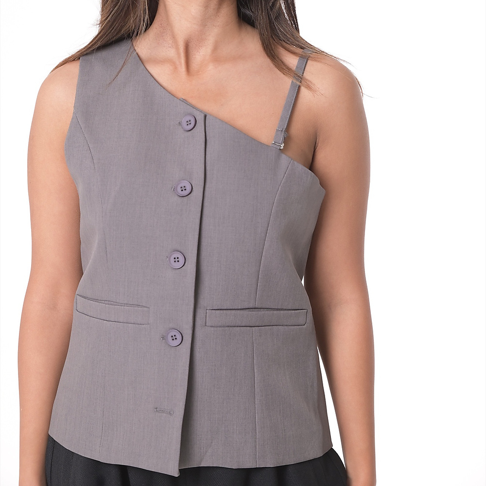 Buttoned up shoulder grey
