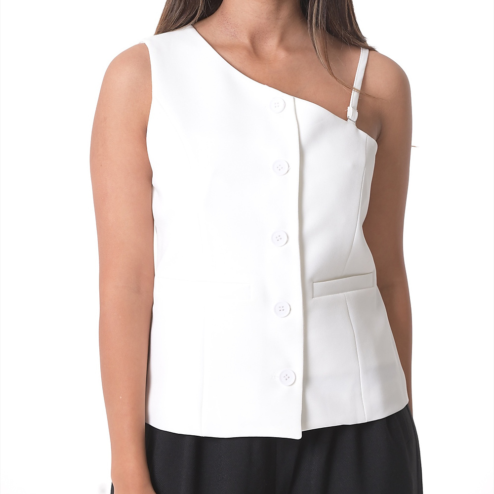 Buttoned up shoulder ivory