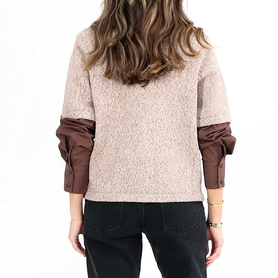 Knitted Button Top Brown