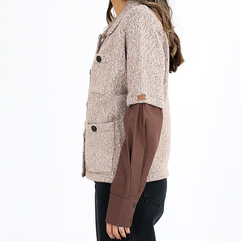 Knitted Button Top Brown