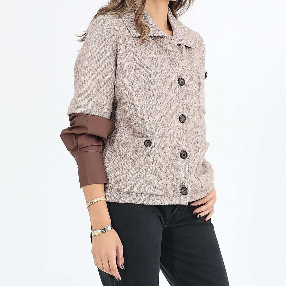 Knitted Button Top Brown