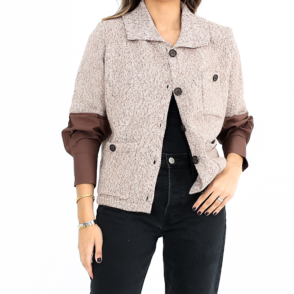 Knitted Button Top Brown