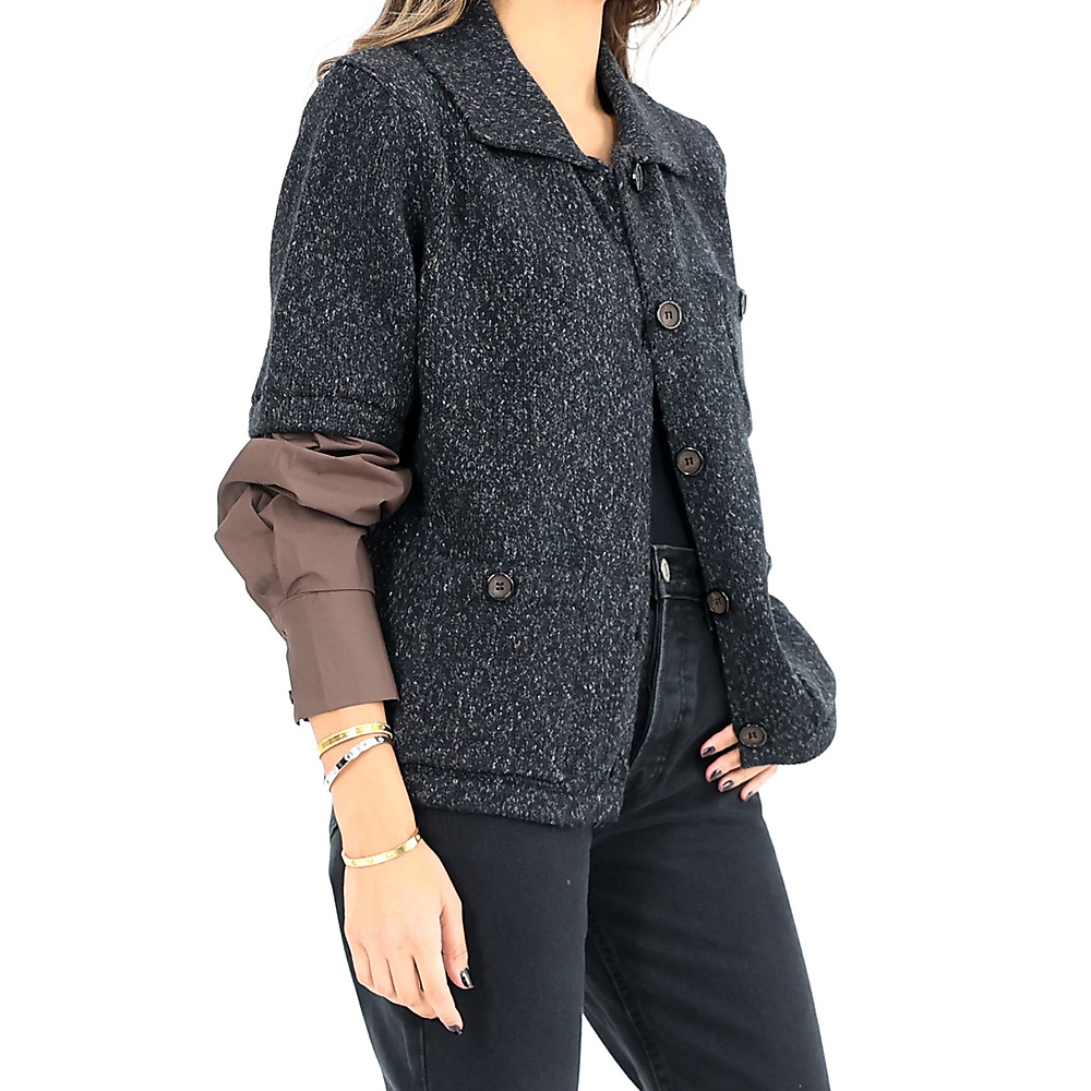 Knitted Button Top Grey
