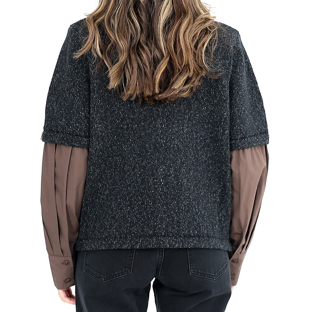 Knitted Button Top Grey