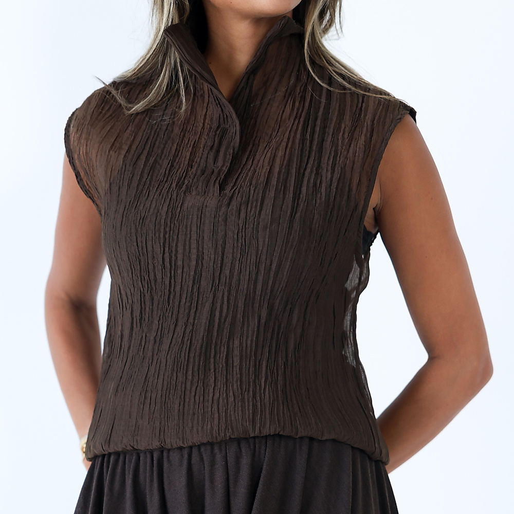 Pleated brown Top