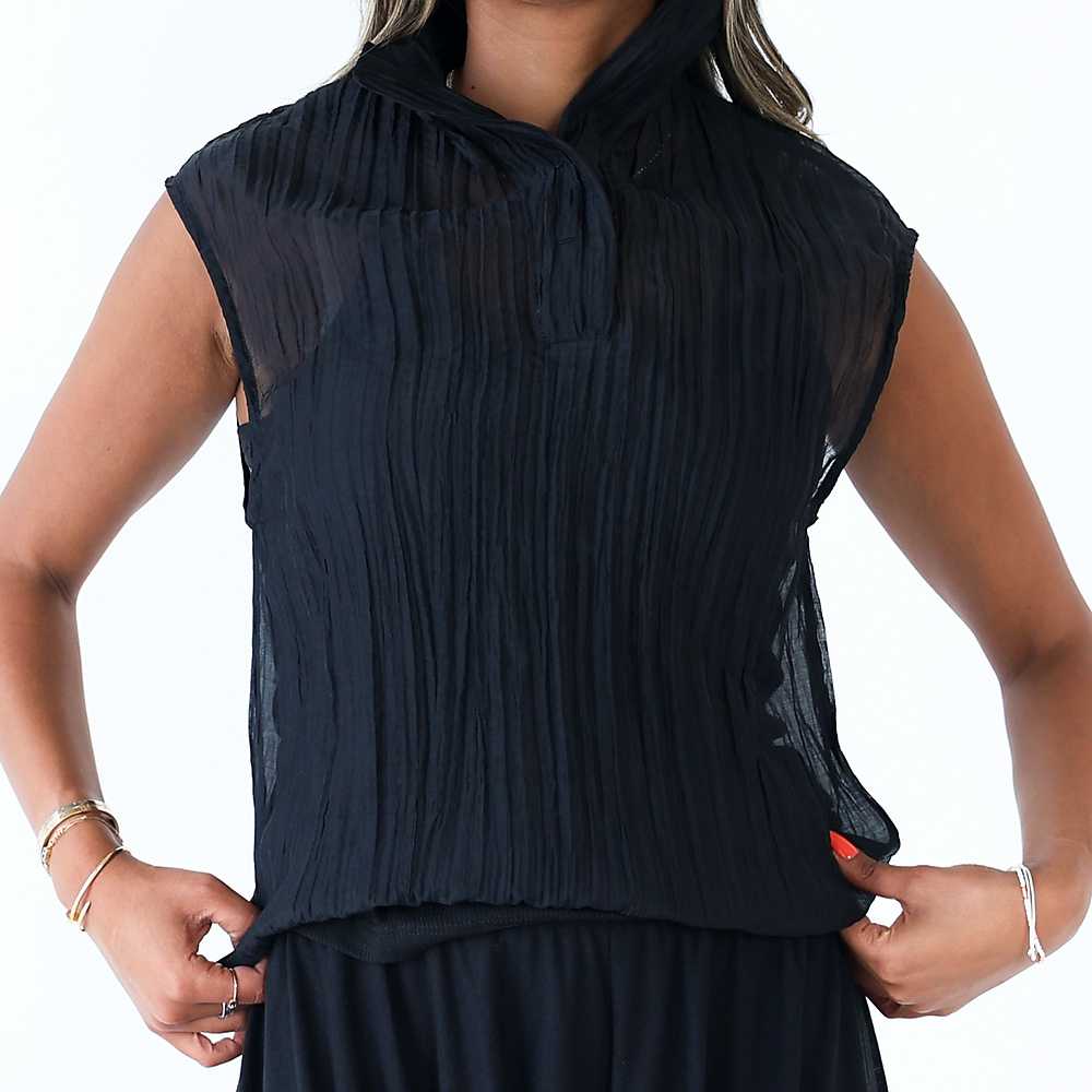 Pleated Black Top