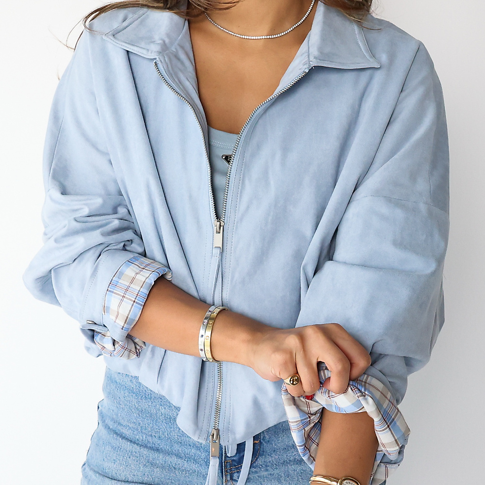 Sky Blue Suede Jacket