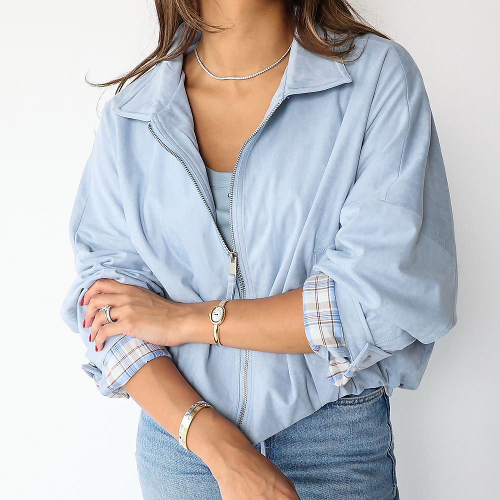 Sky Blue Suede Jacket