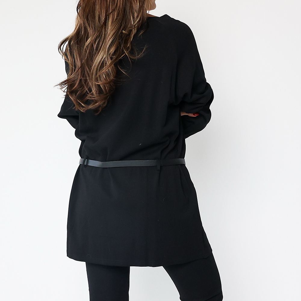 Cotton Top with belt Black
