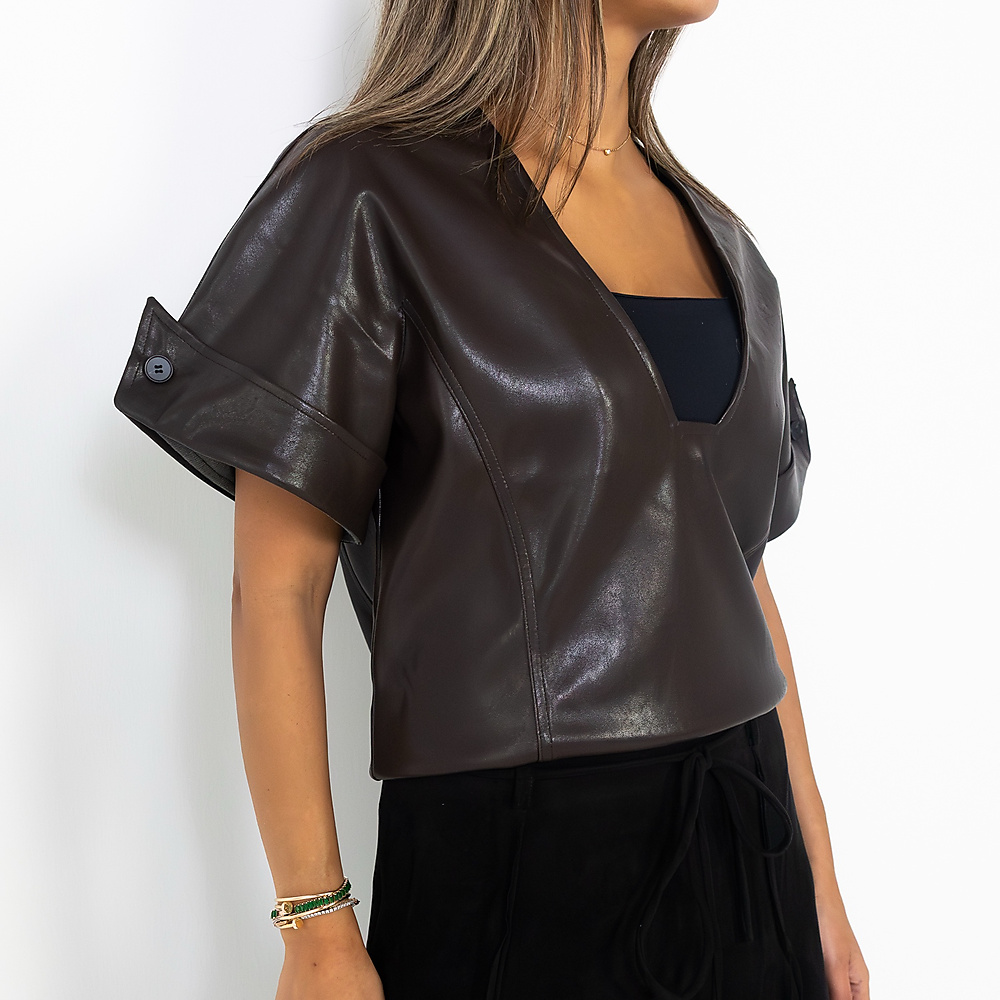 Brown Leather Top