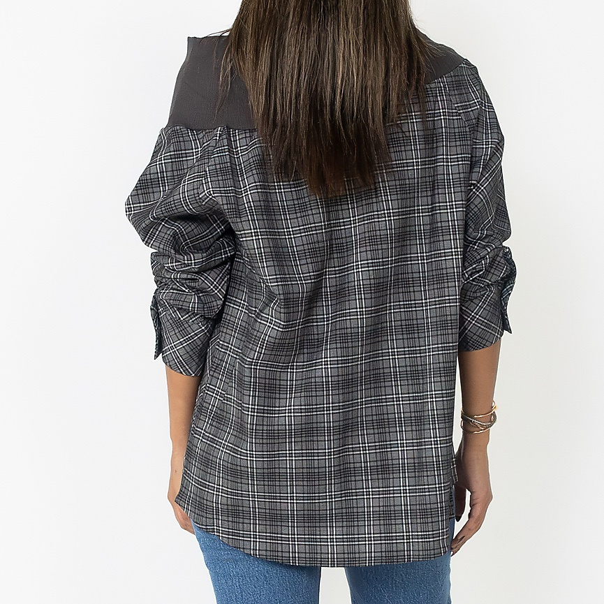 Off shoulder plaid Grey