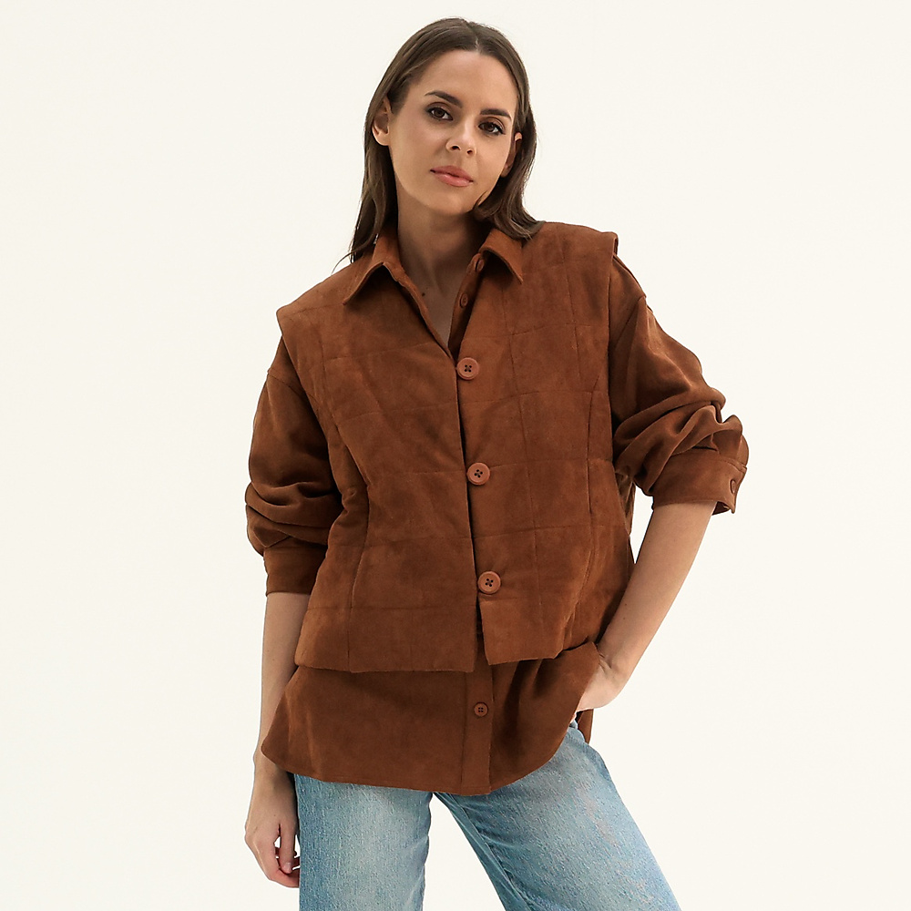 Top & vest suede Camel