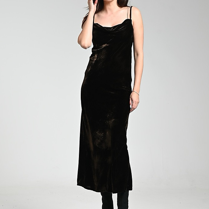 Brown Velvet Dress ( Free size )