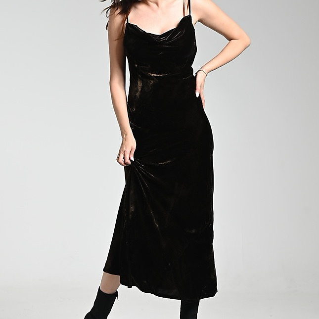 Brown Velvet Dress ( Free size )