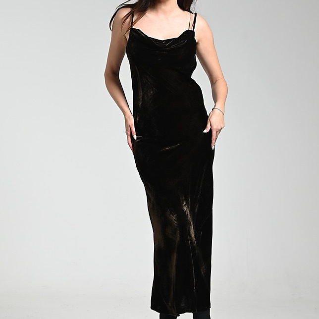 Brown Velvet Dress ( Free size )
