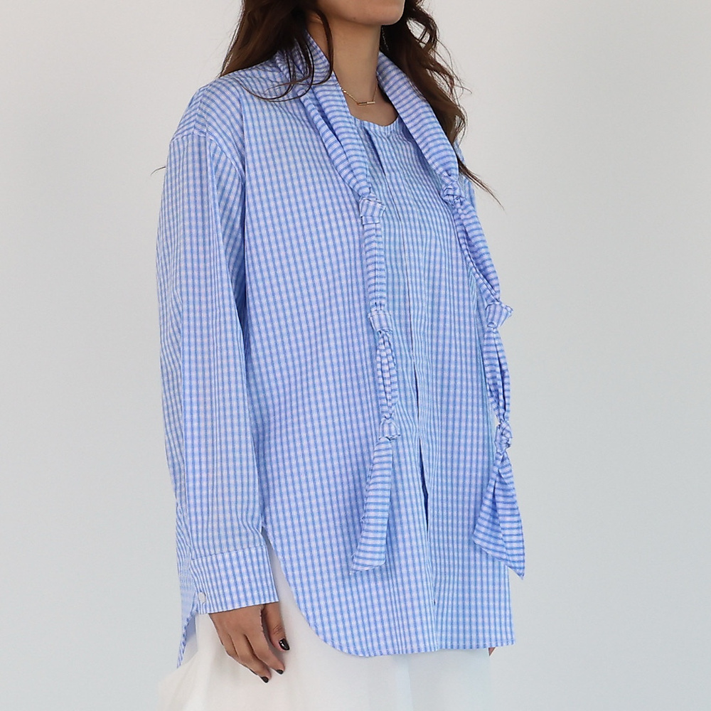 Plaid light blue Top