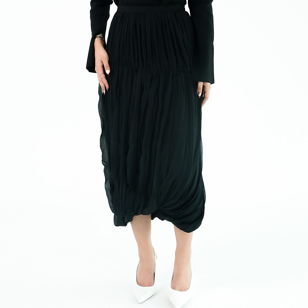 Pleated midi Skirt Black