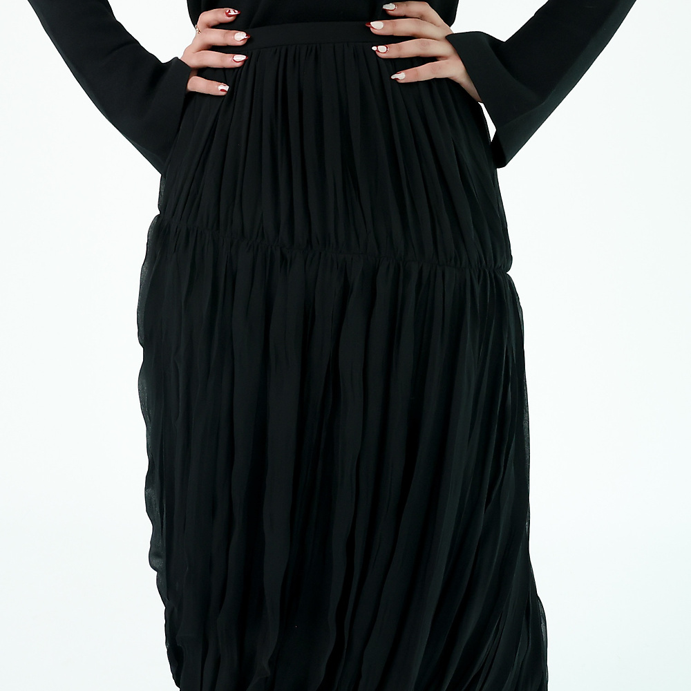 Pleated midi Skirt Black