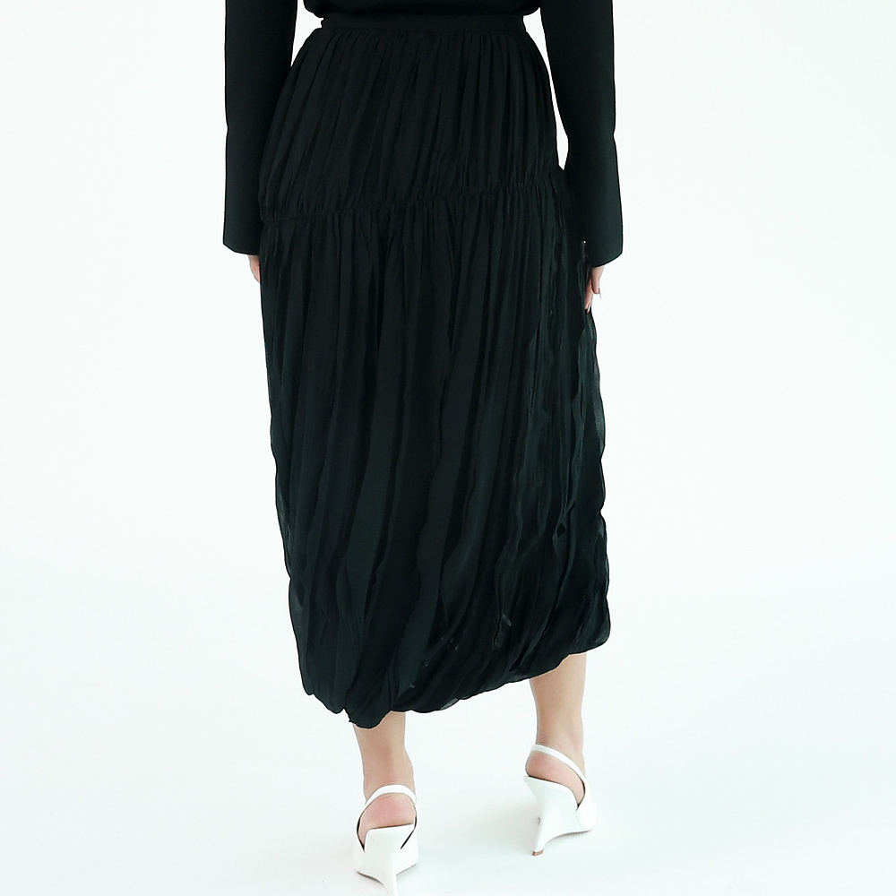 Pleated midi Skirt Black
