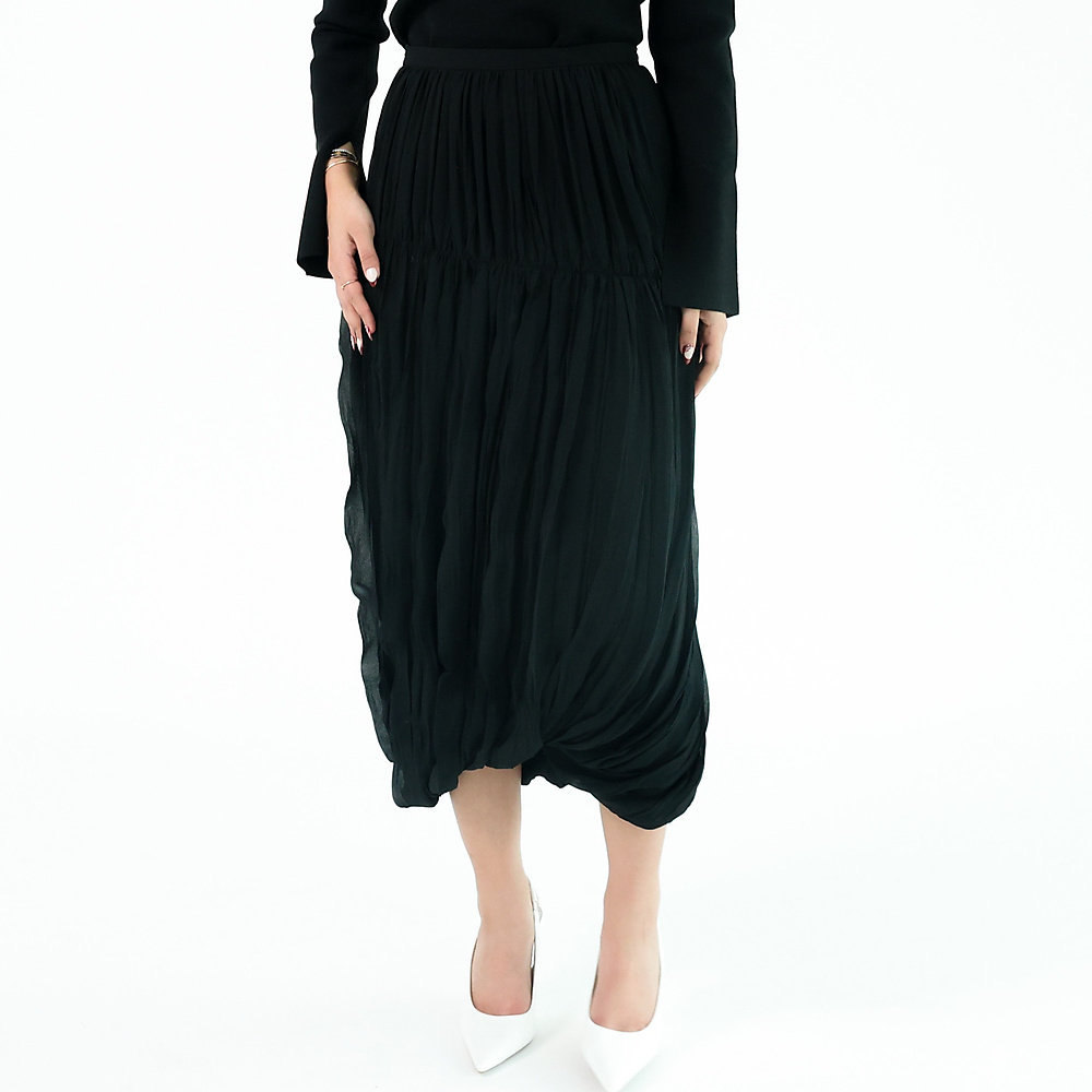 Pleated midi Skirt Black