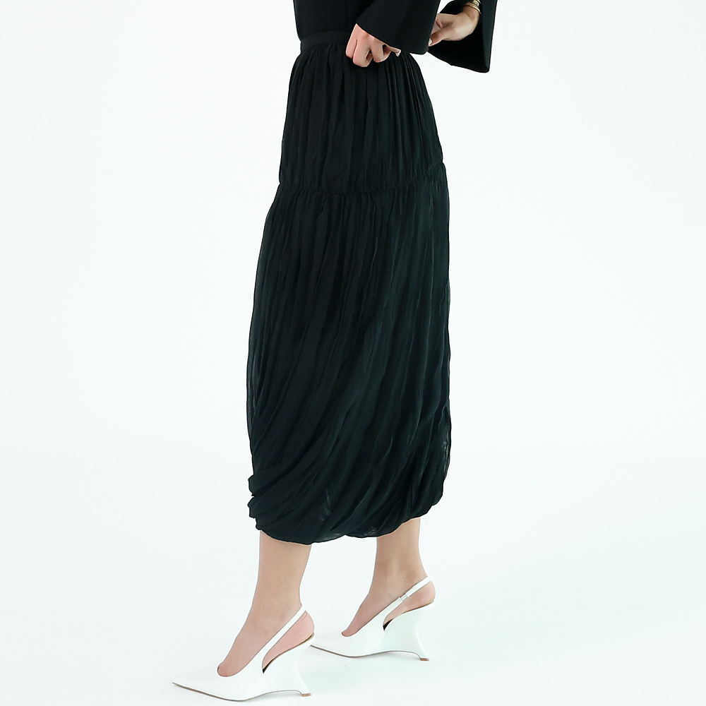 Pleated midi Skirt Black