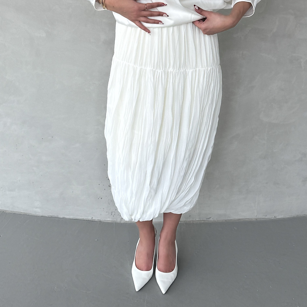 Pleated midi Skirt White