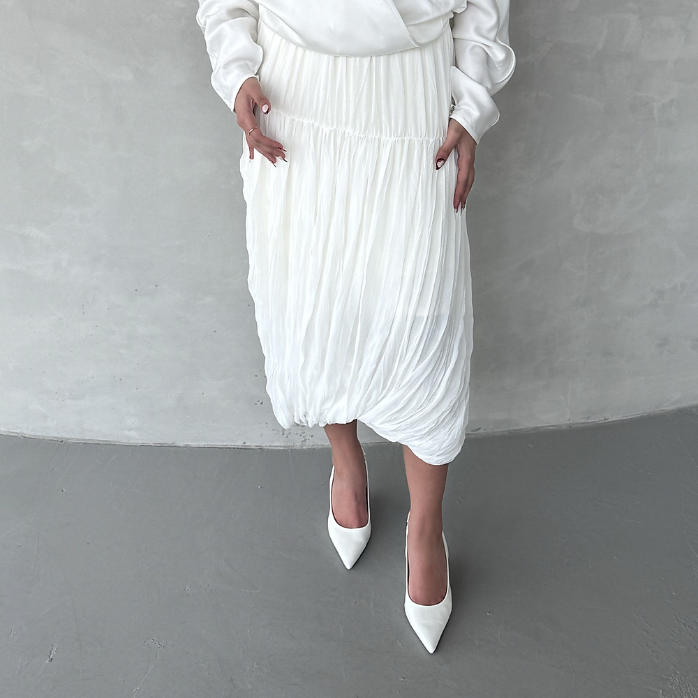 Pleated midi Skirt White