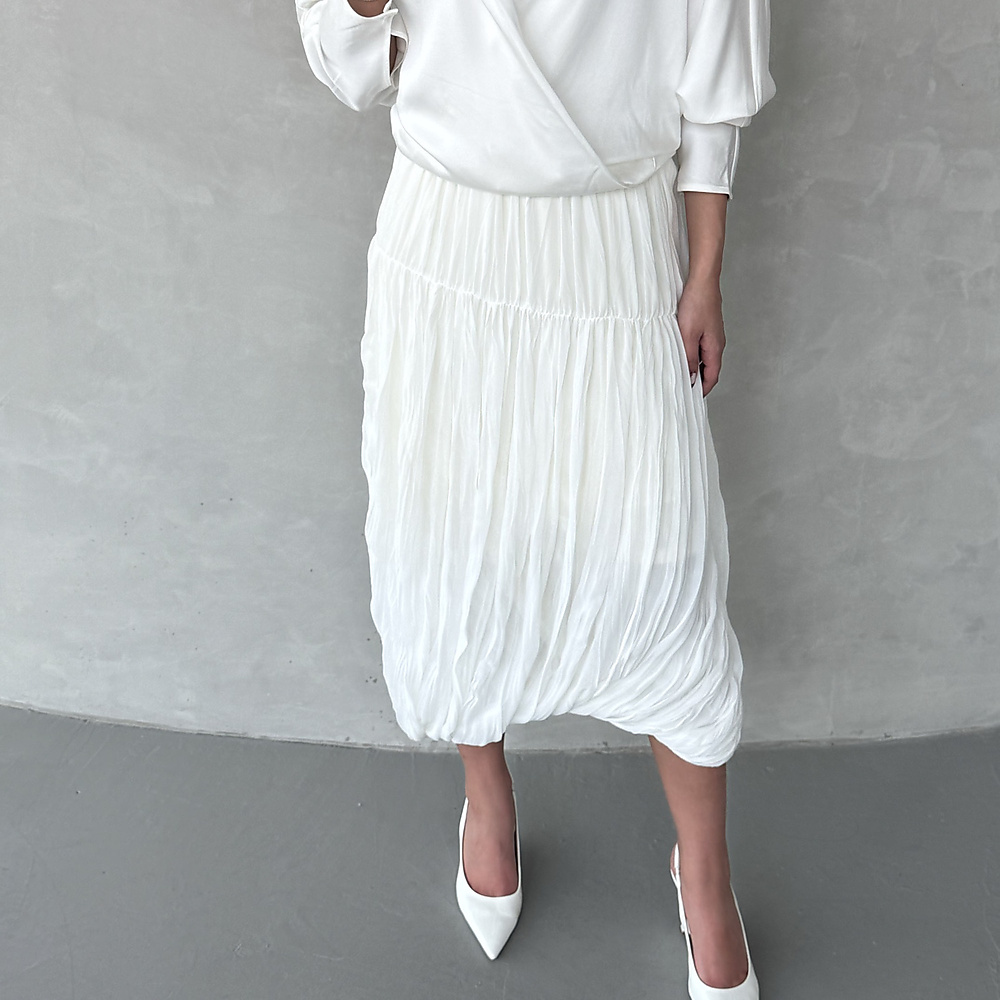 Pleated midi Skirt White